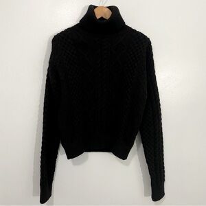 Saint Laurent Black Wool Chunky Turtle Neck Fisherman Sweater L
